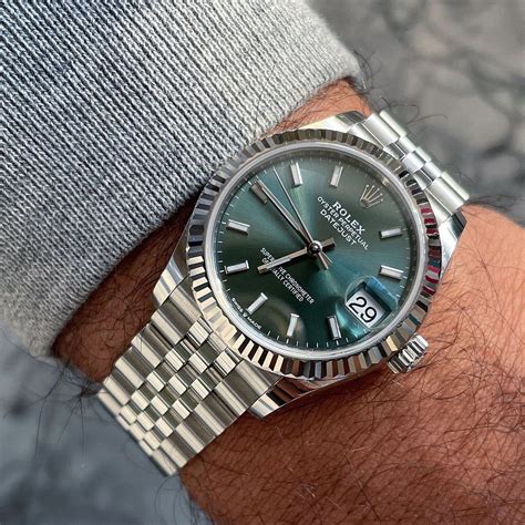 green dial rolex datejust.